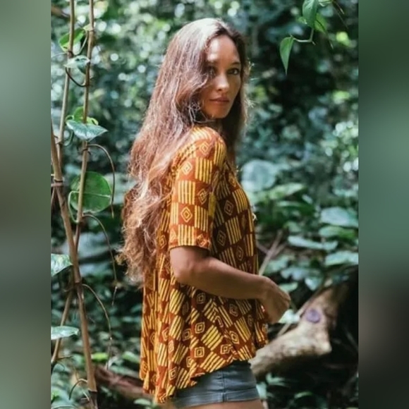 ❌️SOLD❌️ NOANOA Tunic Lily Top Pink Hawaiia Aloha Size L Quarter sleeve - Picture 8 of 8